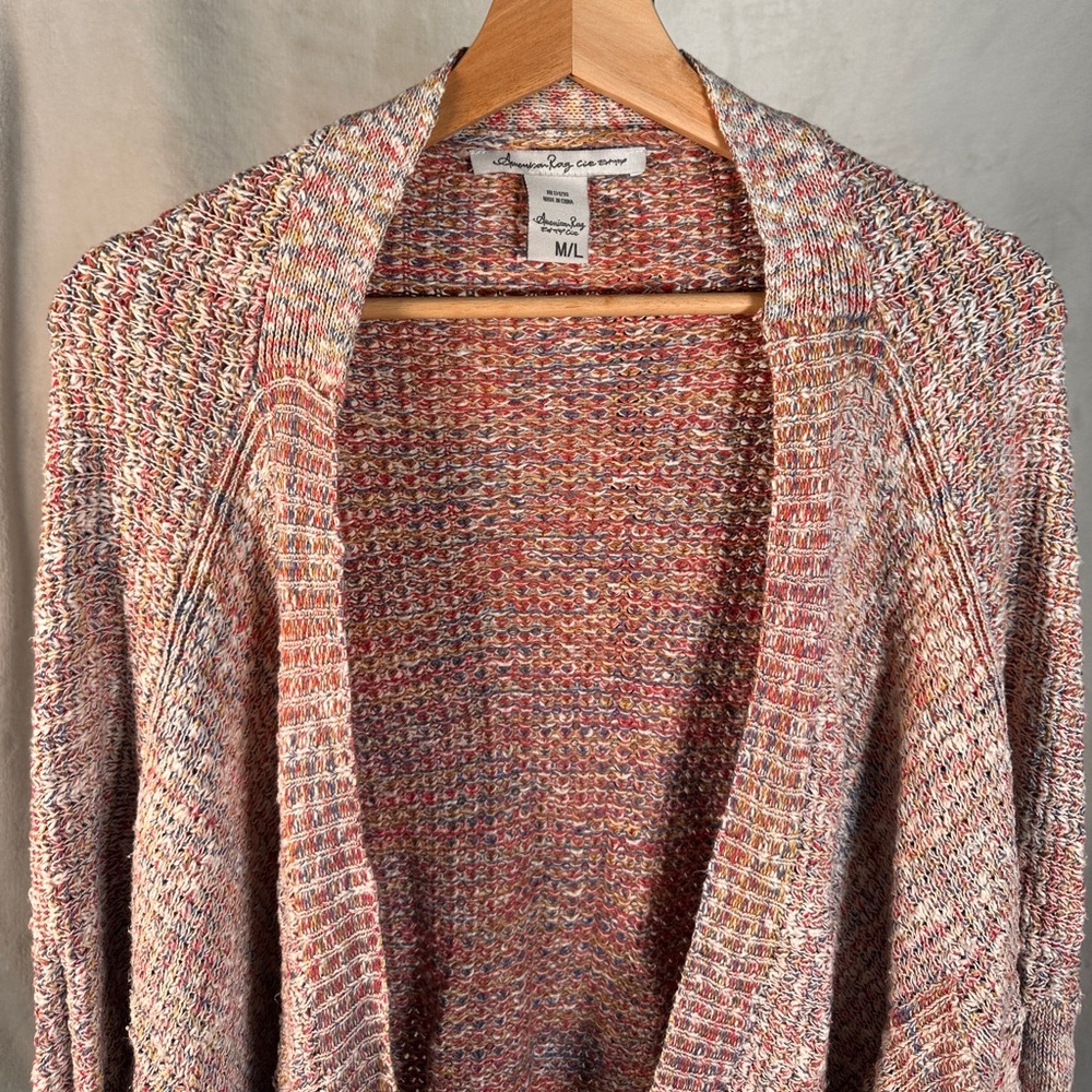 Multicolor American Rag Sweater Cardigan | Dolman Sleeve Stretchy Draped